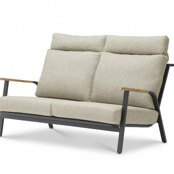 Комплект лаунж мебели Malmo Brafritid с 2-х местным диваном, антрацит/светло-серый, алюминий фото 3