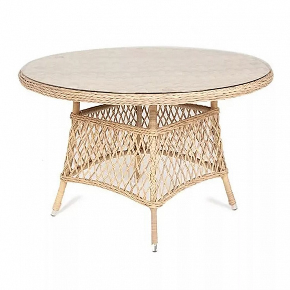 Плетеный круглый стол Эспрессо 4SIS из искусственного ротанга, цвет соломенный фото 1