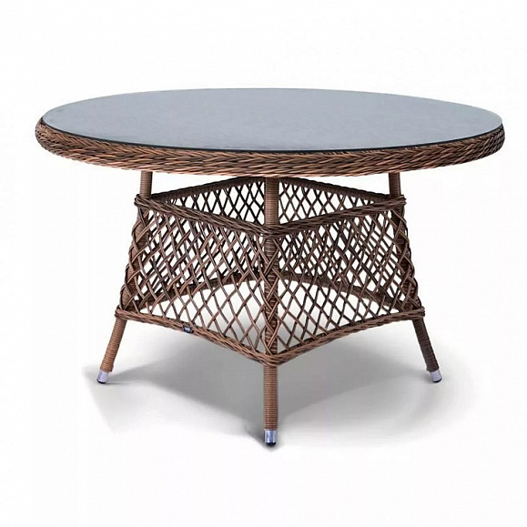 Плетеный круглый стол Эспрессо 4SIS из искусственного ротанга, цвет коричневый фото 1
