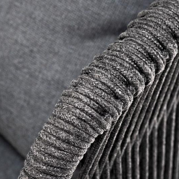 Лаунж-зона Милан 5-местная плетеная из роупа (веревки), каркас алюминиевый серый, роуп темно-серый фото 3