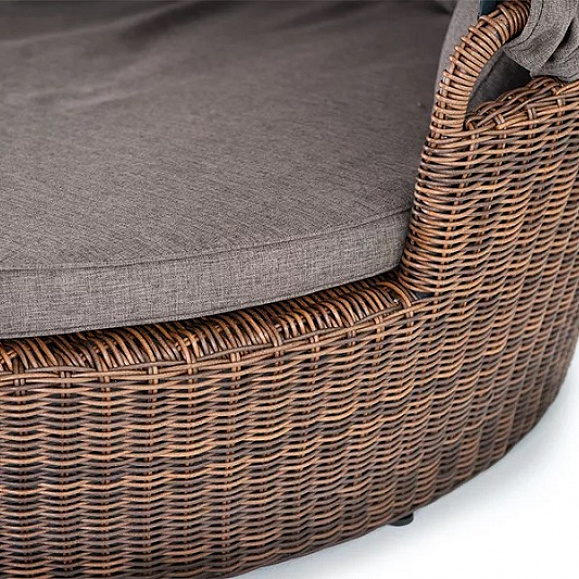 Плетеная кровать круглая Стильяно 4SIS из искусственного ротанга, цвет коричневый фото 4